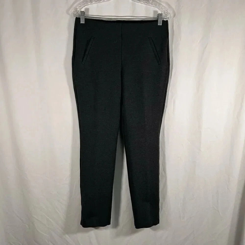 Chico's Pants Women's 8 Dark Grey Pull On Elastic Waist Mid Rise No Pockets